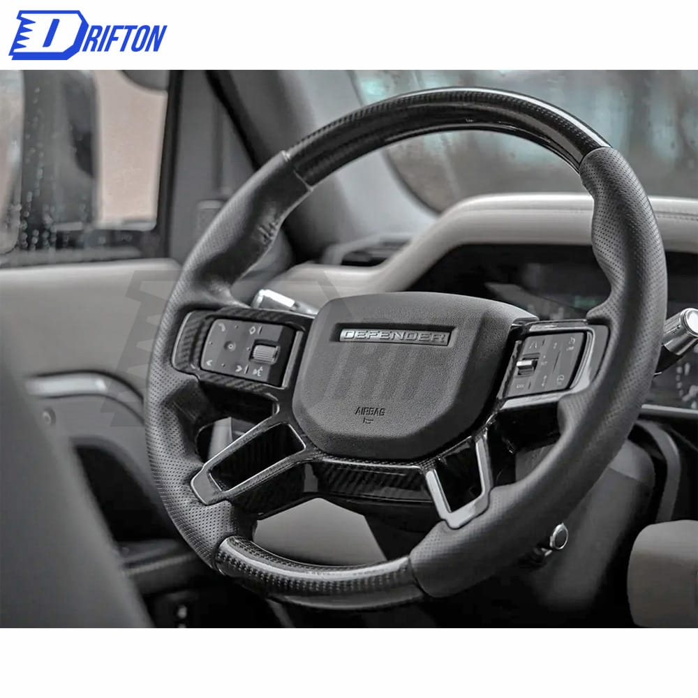 Customize Carbon Fiber & Perforated Leather Steering Wheel For Land Rover Defender 2020-2023