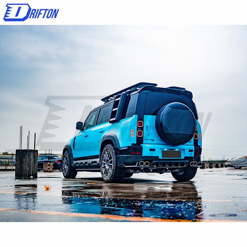 Oking Style Carbon Fiber Rear DIffuser With Exhaust tips For Land Rover Defender 2020-2023