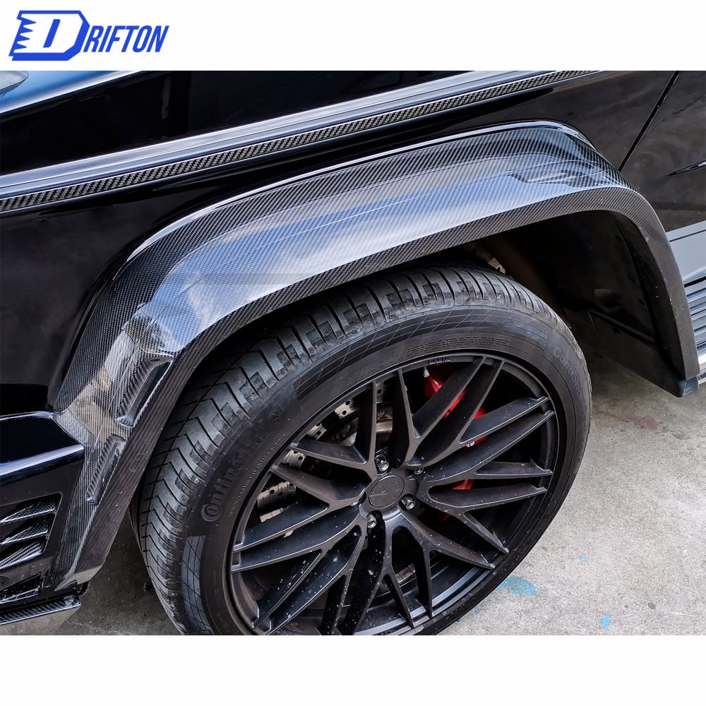 Paktechz Style Dry Carbon Fiber Wide Fender Wheel Flare Trims For Mercedes Benz G-Class W464 G350 G500 AMG G63 2019-2022