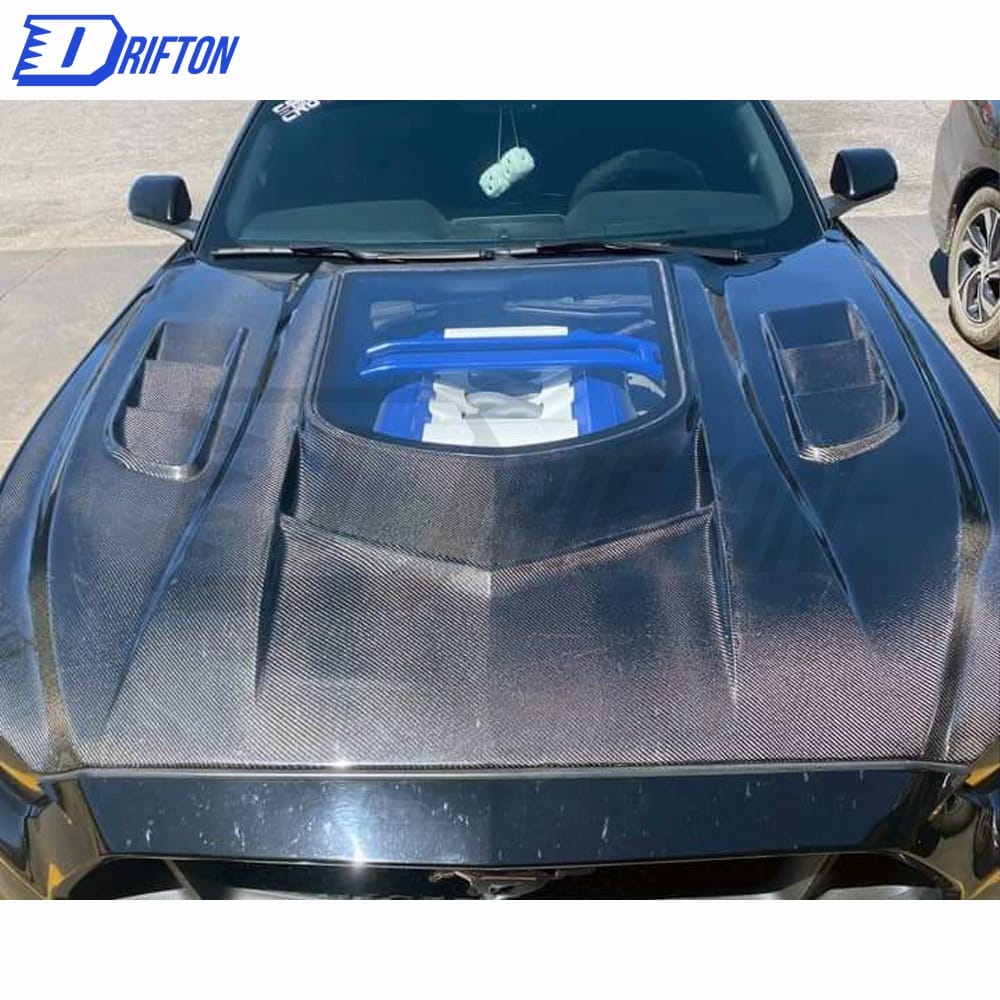 CMST V1 Transparent Style Carbon Fiber With Glass Hood For Ford Mustang 2015-2017