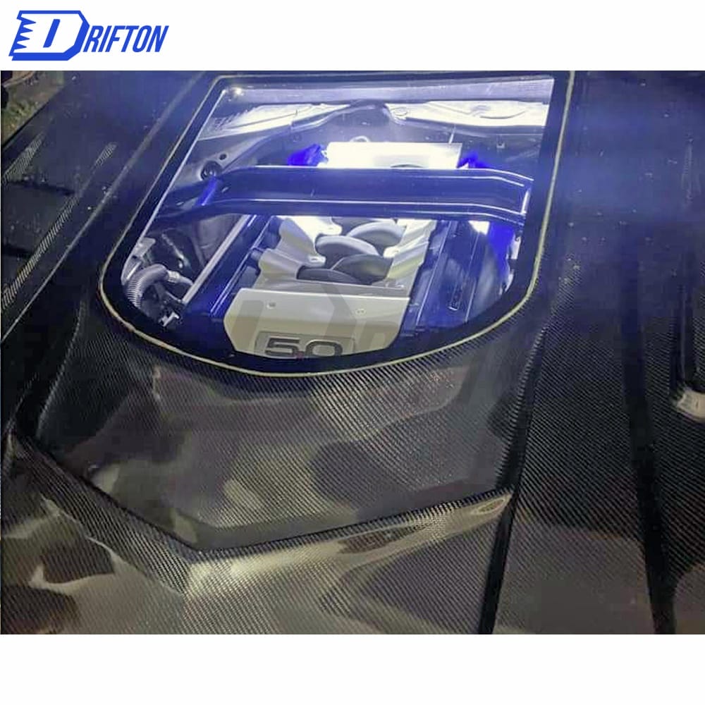 CMST V1 Transparent Style Carbon Fiber With Glass Hood For Ford Mustang 2015-2017