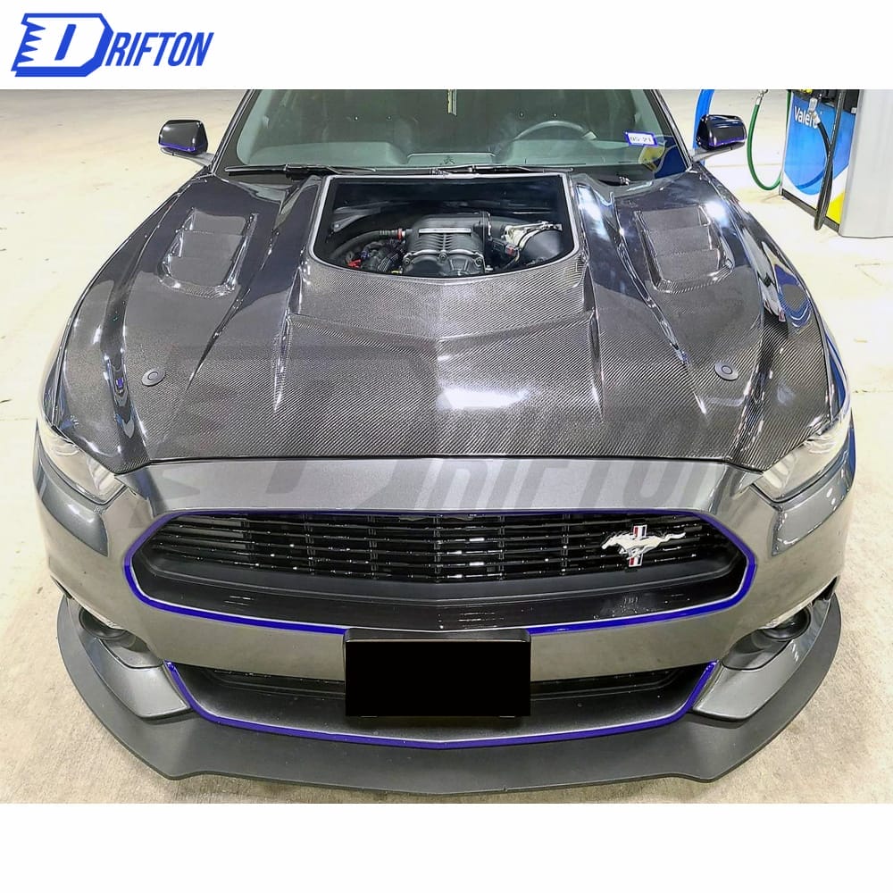 CMST V1 Transparent Style Carbon Fiber With Glass Hood For Ford Mustang 2015-2017