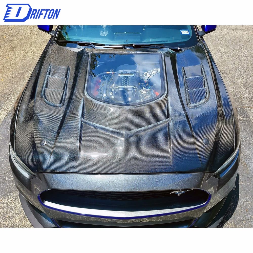 CMST V1 Transparent Style Carbon Fiber With Glass Hood For Ford Mustang 2015-2017