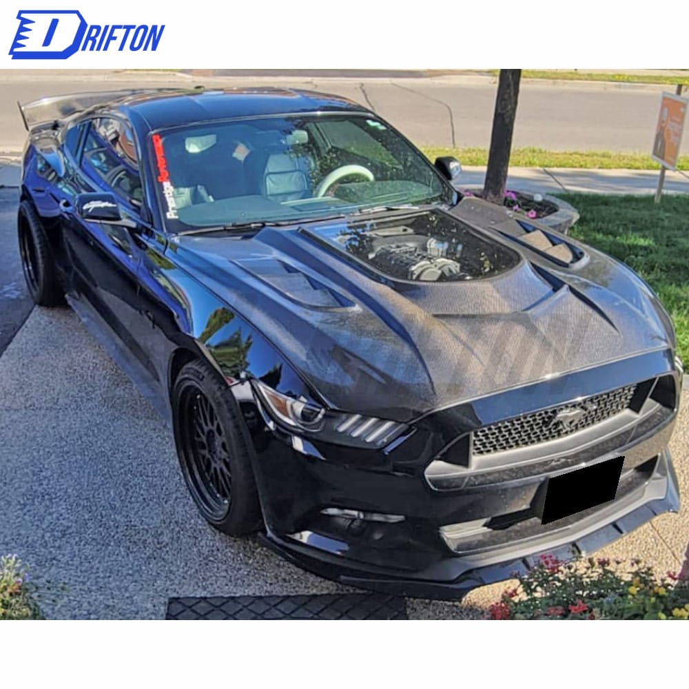 CMST V1 Transparent Style Carbon Fiber With Glass Hood For Ford Mustang 2015-2017