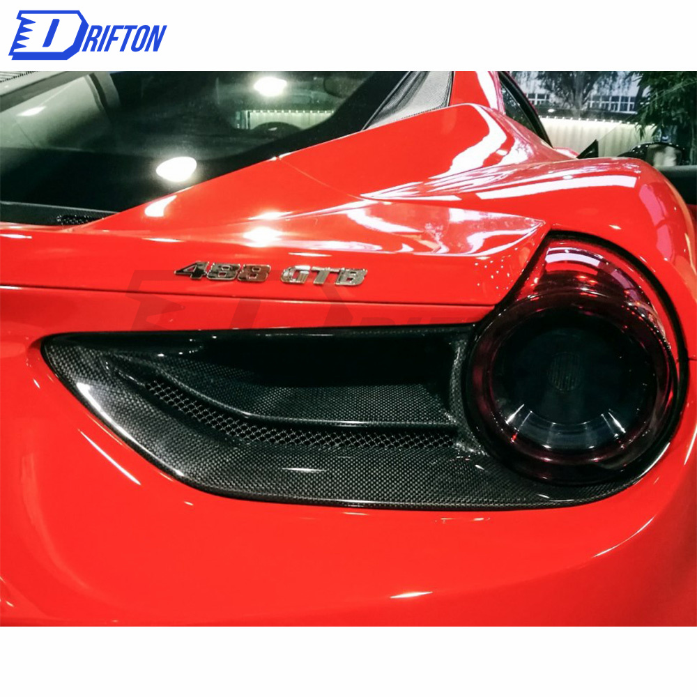 Capristo-Style Dry Carbon Fiber Tail Light Covers For Ferrari 488 GTB 2015-2018