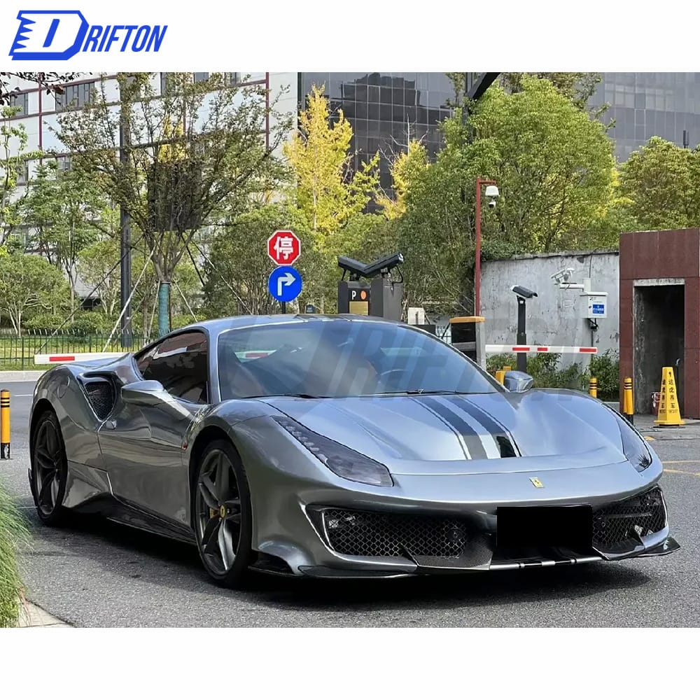 Pista-Style Dry Carbon Fiber With Portion Primer Car Body Kit For Ferrari 488 GTB 2015-2018
