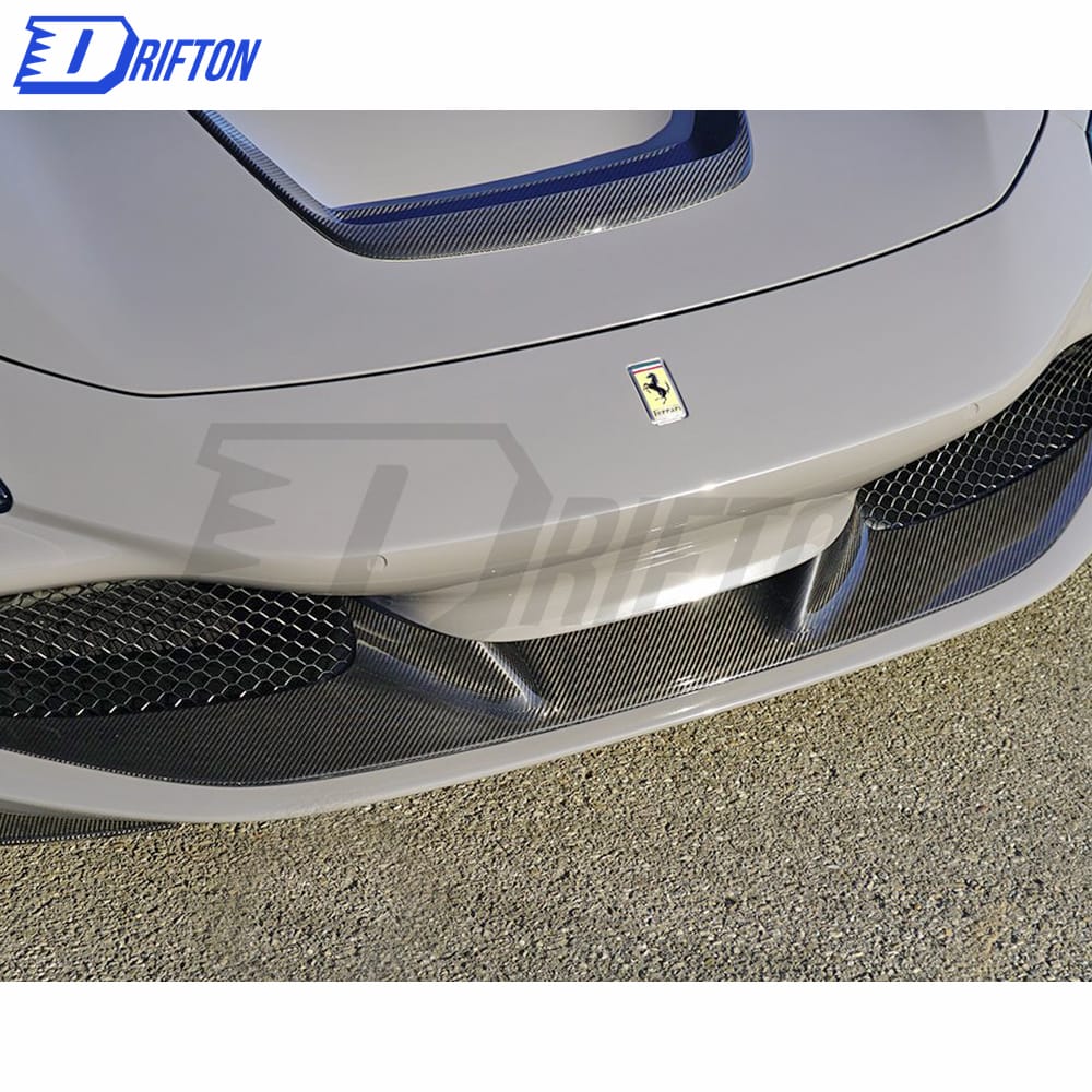Novitec Style Dry Carbon Fiber Front Lip Bumper Trim Cover For Ferrari F8 2020-2022