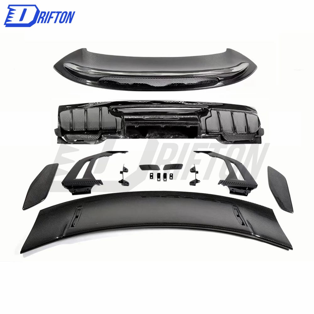 GT3 Style Full Dry Carbon Fiber Rear Spoiler & Engine Cover & Rear Trunk Set For Porsche 911 992 Carrera S 2019-2023 (7)