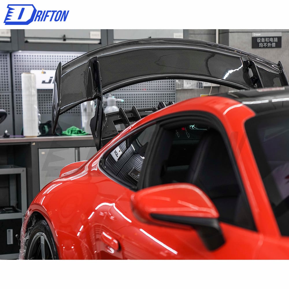 GT3 Style Full Dry Carbon Fiber Rear Spoiler & Engine Cover & Rear Trunk Set For Porsche 911 992 Carrera S 2019-2023 (7)
