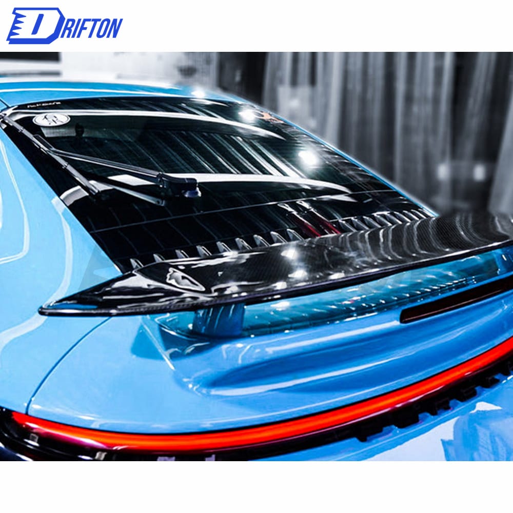Sport Design Style Dry Carbon Fiber Rear Spoiler With Primer Base For Porsche 911 992 Carrera S 2019-2023