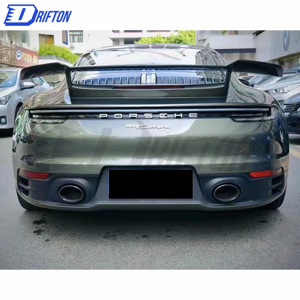 Sport Design Style Dry Carbon Fiber Rear Spoiler With Primer Base For Porsche 911 992 Carrera S 2019-2023