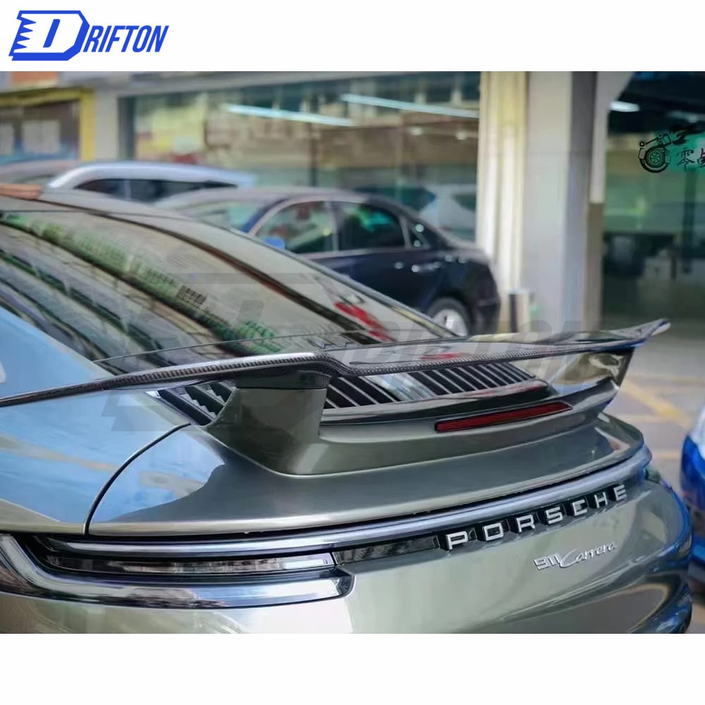 Sport Design Style Dry Carbon Fiber Rear Spoiler With Primer Base For Porsche 911 992 Carrera S 2019-2023