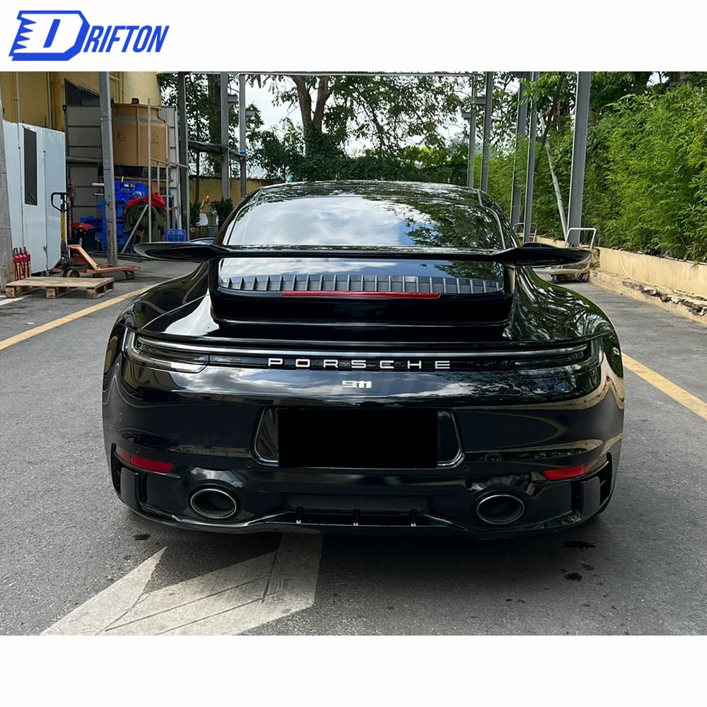 Sport Design Style Dry Carbon Fiber With Full Primer Rear Spoiler For Porsche 911 992 Carrera S 2019-2023