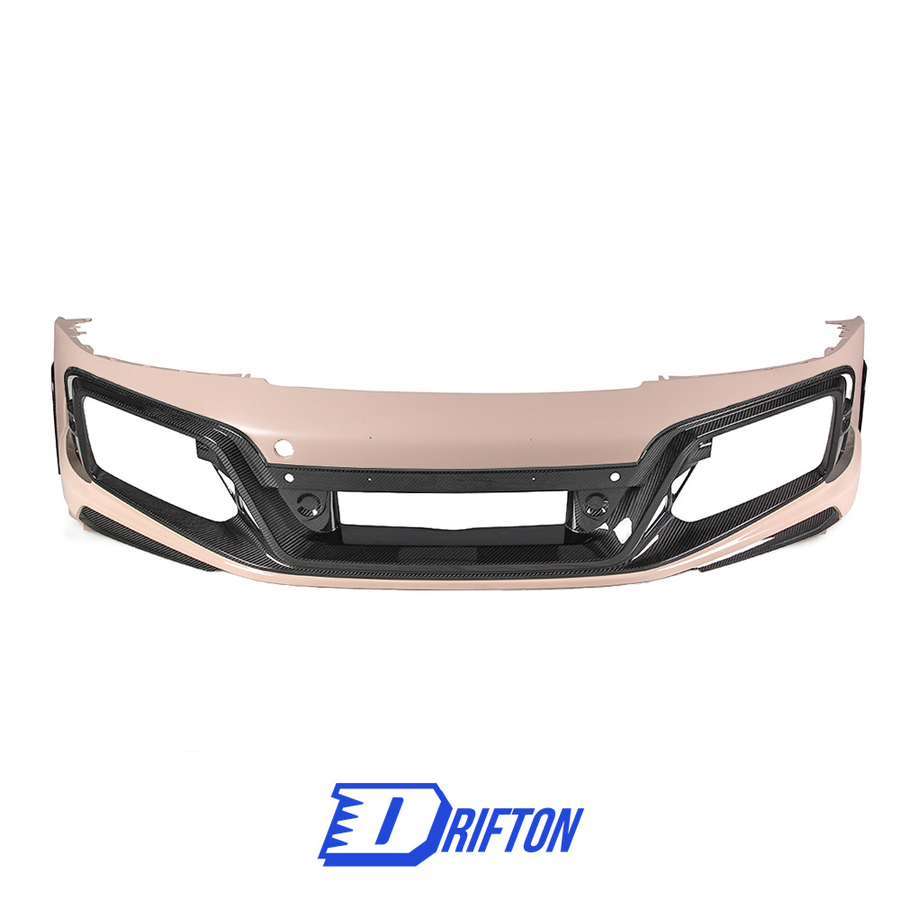 TechArt Style Primed Dry Carbon Fiber Front Bumper For Porsche 911 992 Turbo S Carrera 2019-2023