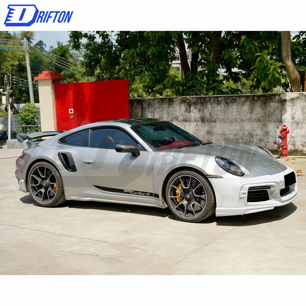TechArt Style Primed Dry Carbon Fiber Front Bumper For Porsche 911 992 Turbo S Carrera 2019-2023