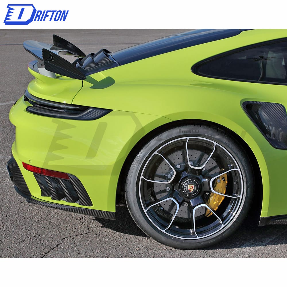 TopCar Style Dry Carbon Fiber Rear Spoiler With Primer Base With Engine Cover Set For Porsche 911 992 Carrera S 2019-2023