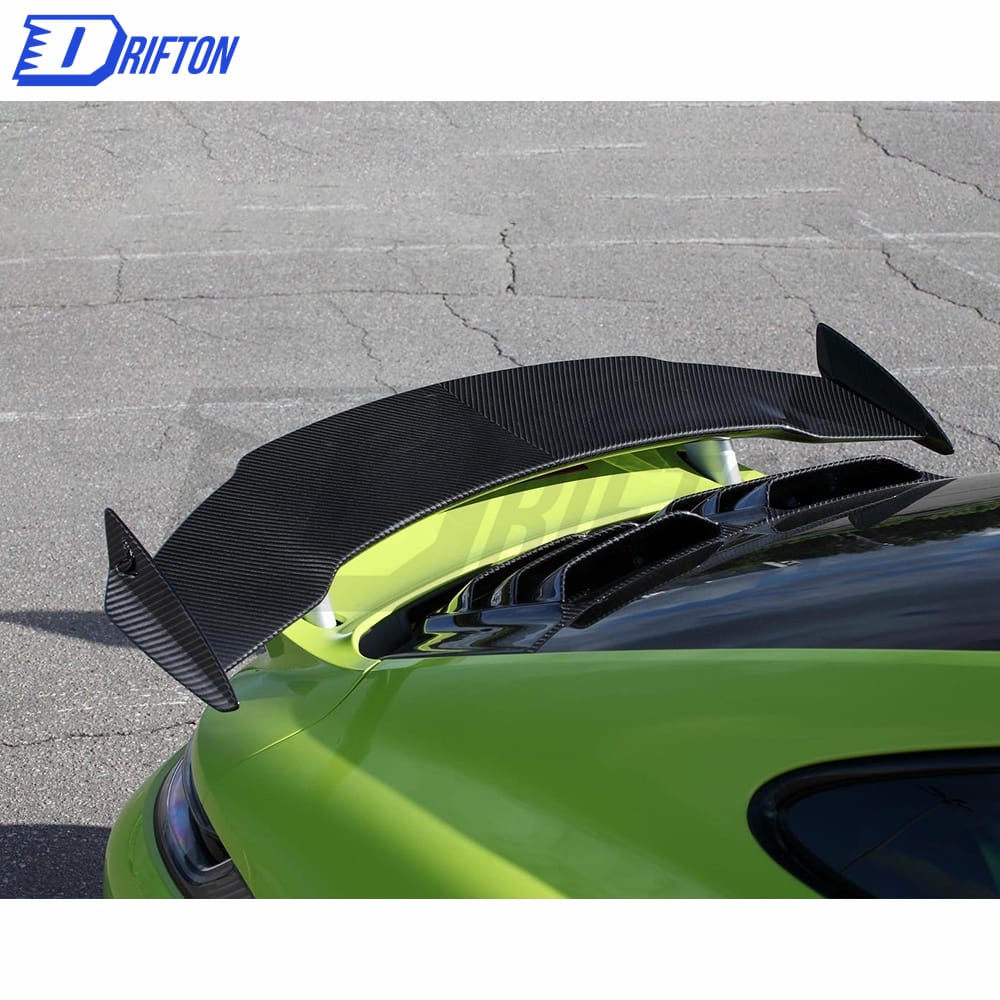 TopCar Style Dry Carbon Fiber Rear Spoiler With Primer Base With Engine Cover Set For Porsche 911 992 Carrera S 2019-2023