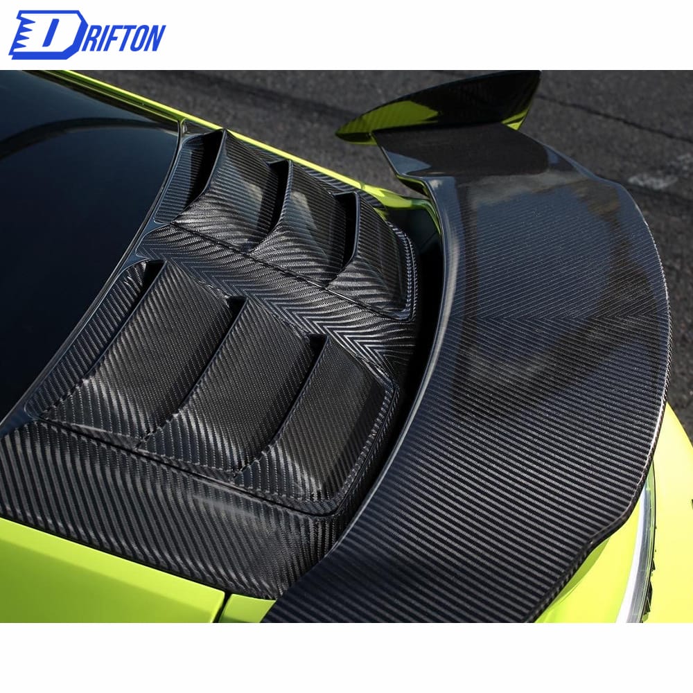 TopCar Style Dry Carbon Fiber Rear Spoiler With Primer Base With Engine Cover Set For Porsche 911 992 Carrera S 2019-2023