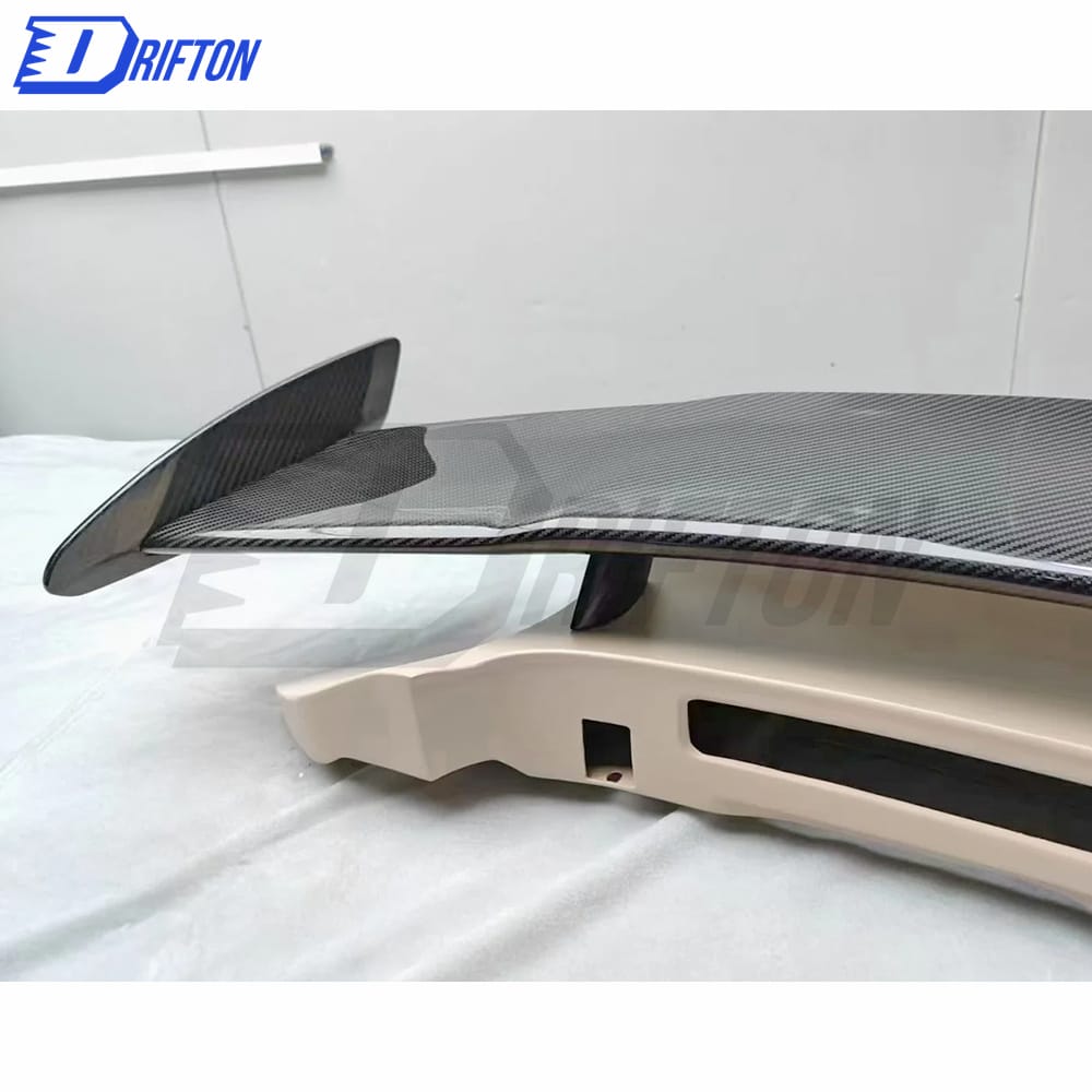 TopCar Style Dry Carbon Fiber Rear Spoiler With Primer Base With Engine Cover Set For Porsche 911 992 Carrera S 2019-2023