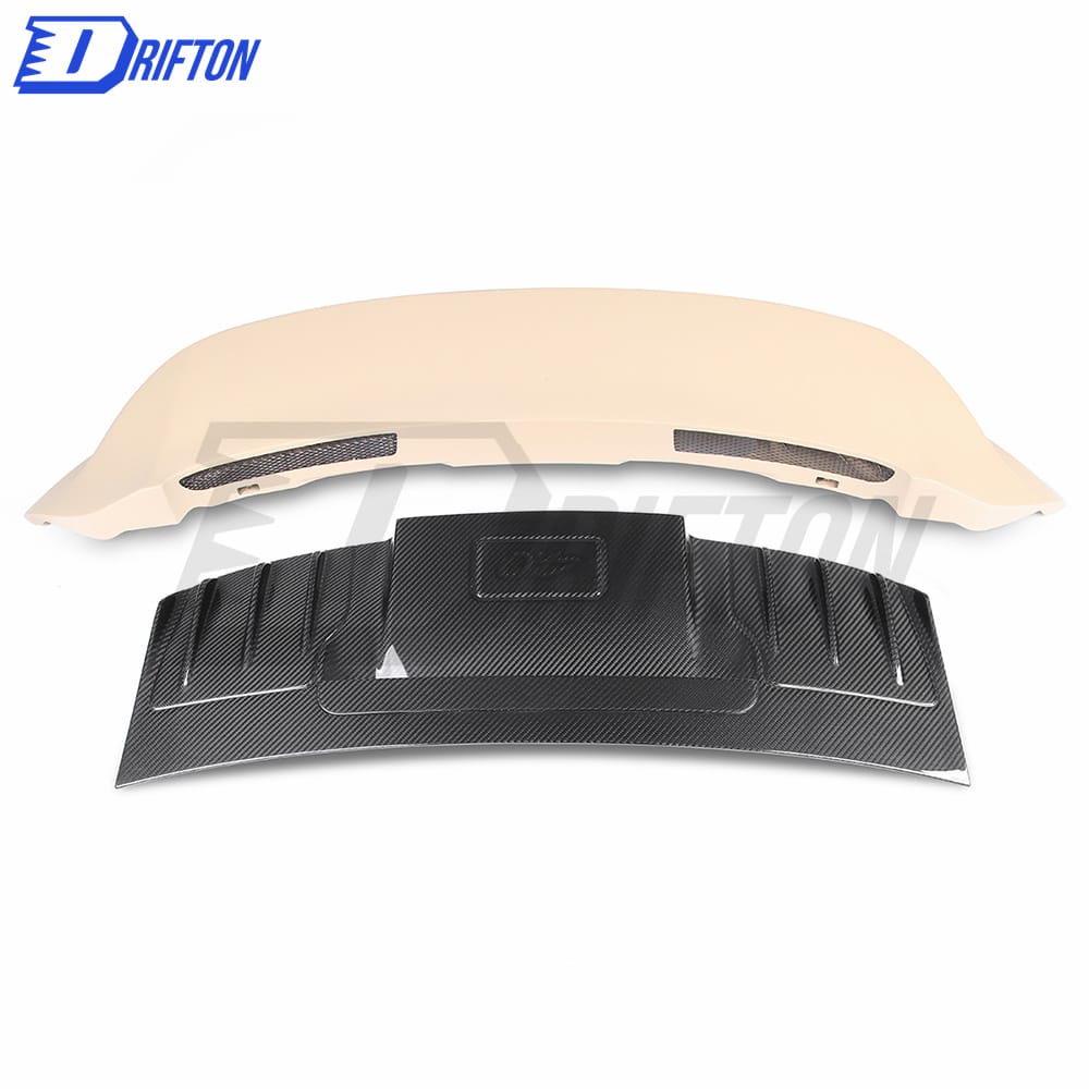 GT3 Style Dry Carbon Fiber Rear Spoiler & Engine Cover & Primed Rear Trunk Set For Porsche 911 992 Carrera S 2019-2023