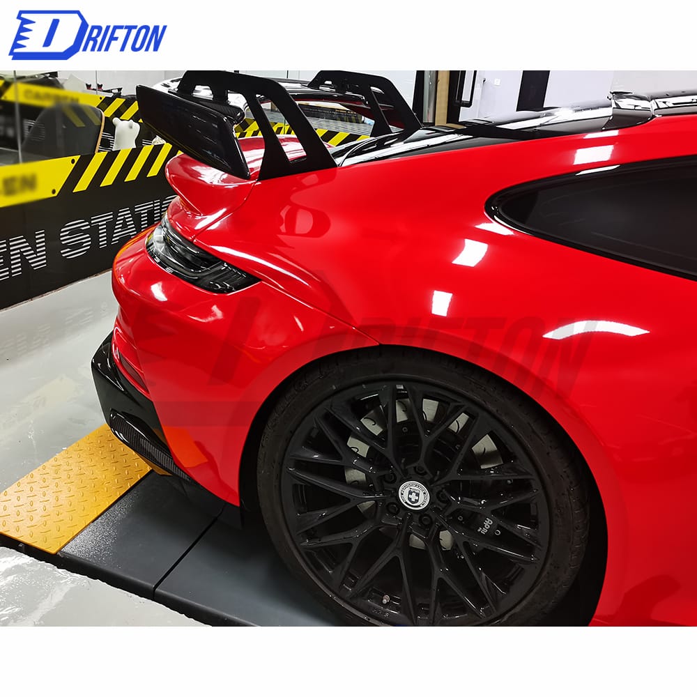 GT3 Style Primed Dry Carbon Fiber Rear Spoiler Base Rear Spoiler & Engine Cover & Rear Trunk Set For Porsche 911 992 Carrera S 2019-2023