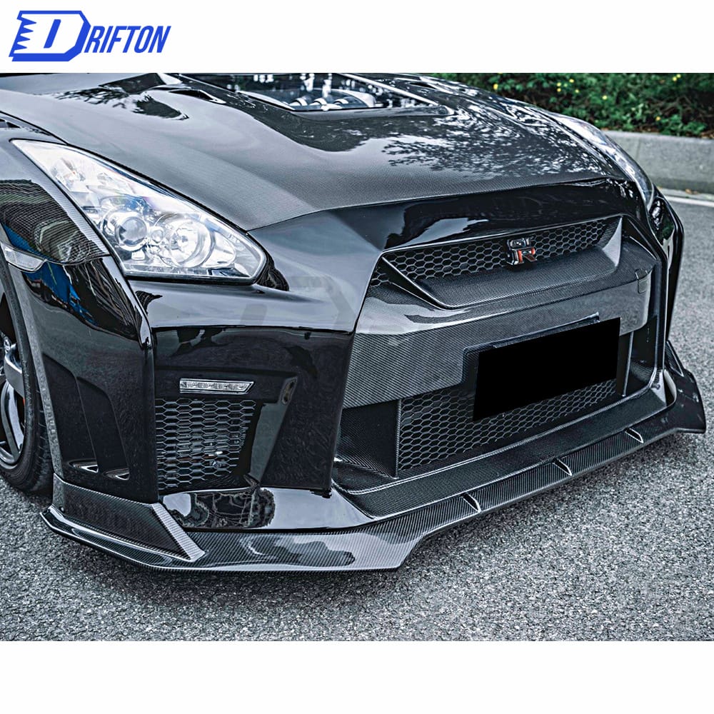 CMST V2 Style Half Carbon Fiber Front Lip For Nissan R35 GTR CMST FRONT BUMPER 2008-2016