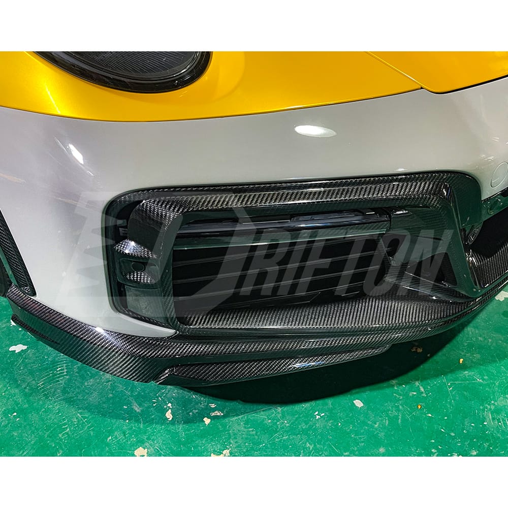 TechArt Style Dry Carbon Fiber With Portion Primer Front Bumper For Porsche 911 992 Turbo S Carrera 2019-2023