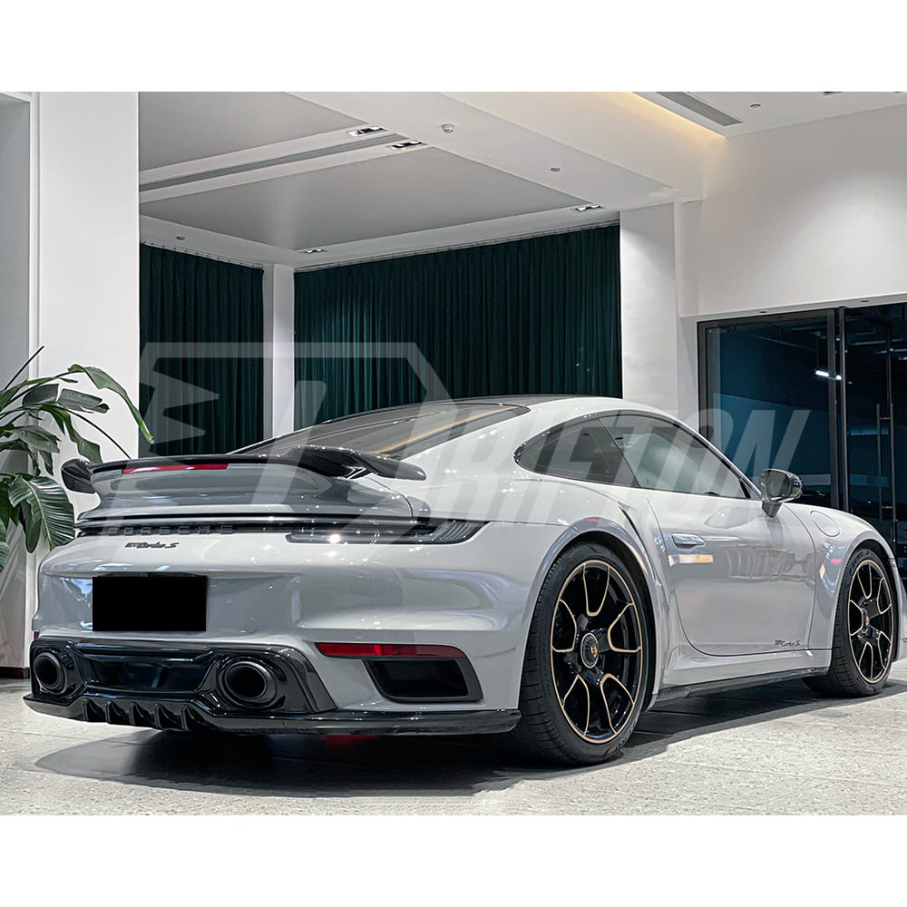 Techart Style Dry Carbon Fiber Rear Diffuser For Porsche 911 992 Turbo S 2019-2023