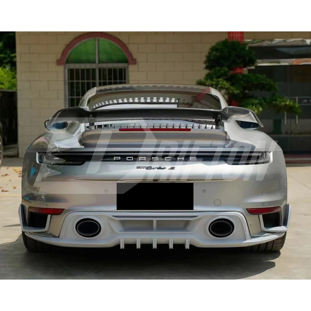 Techart Style Dry Carbon Fiber Rear Splitter For Porsche 911 992 Turbo S 2019-2023