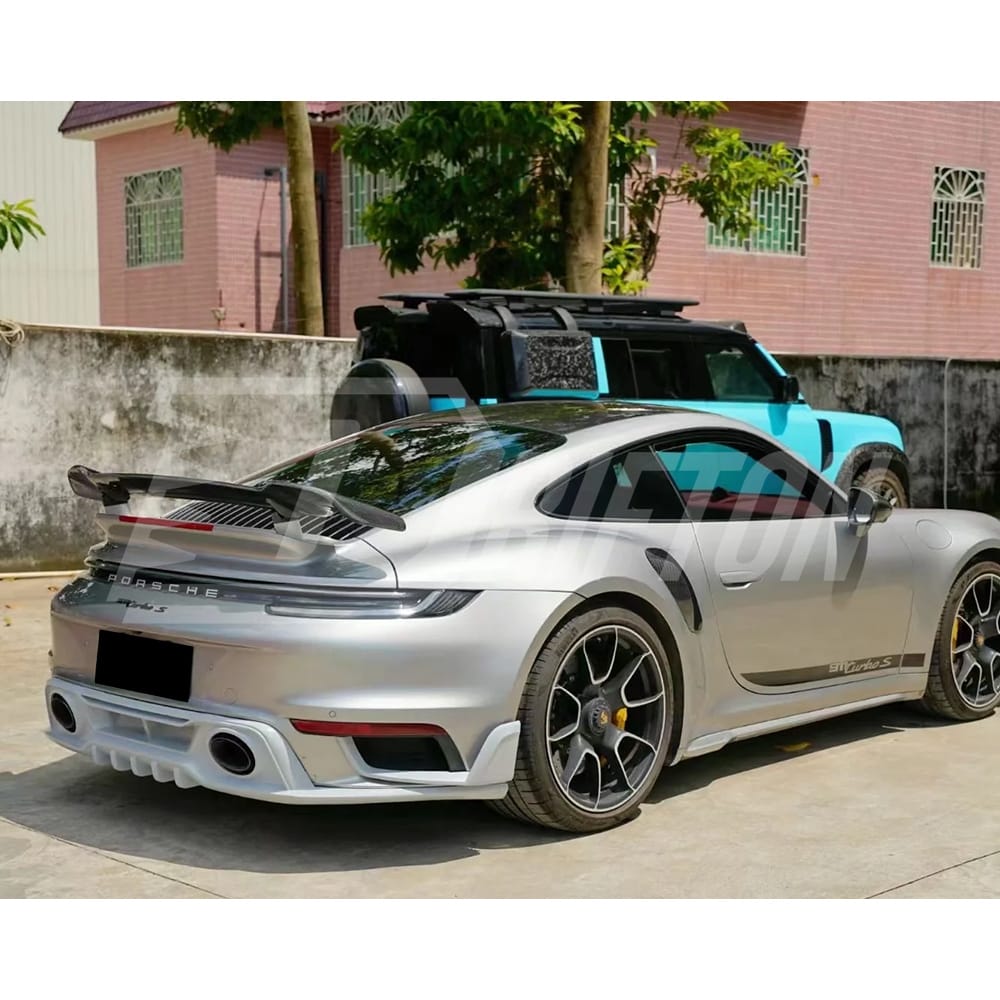 Techart Style Dry Carbon Fiber Rear Splitter For Porsche 911 992 Turbo S 2019-2023