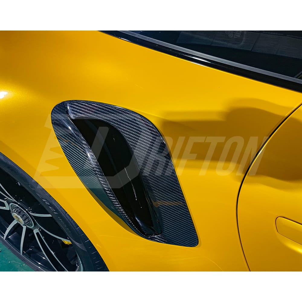 Techart Style Dry Carbon Fiber Side Vent Air Inlet Trims For Porsche 911 992 Turbo S 2019-2023