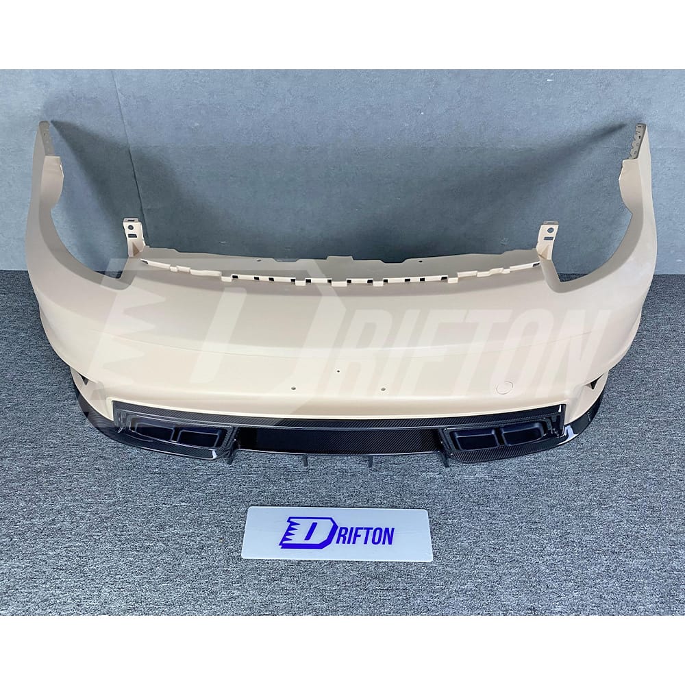 TopCar Style Dry Carbon Fiber With Portion Primer Rear Bumper For Porsche 911 992 Carrera S 2019-2023