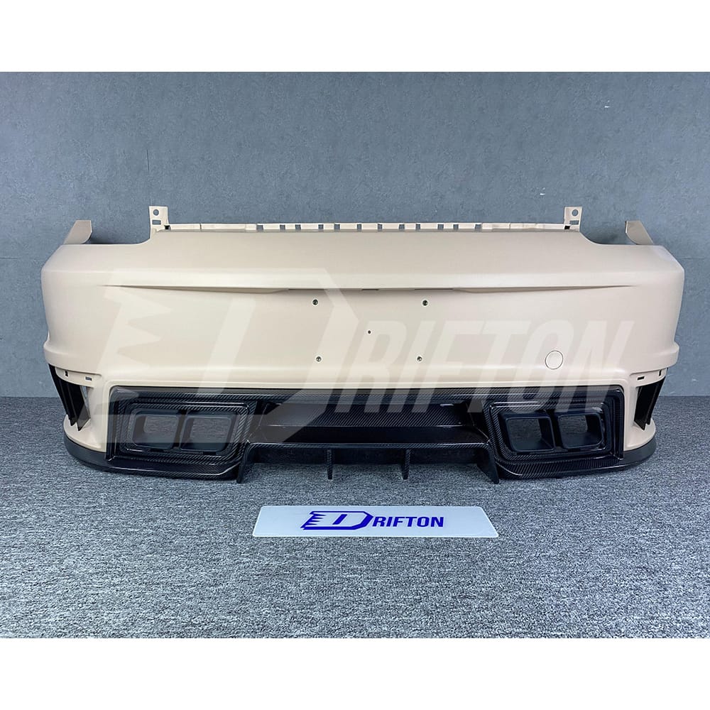 TopCar Style Dry Carbon Fiber With Portion Primer Rear Bumper For Porsche 911 992 Carrera S 2019-2023