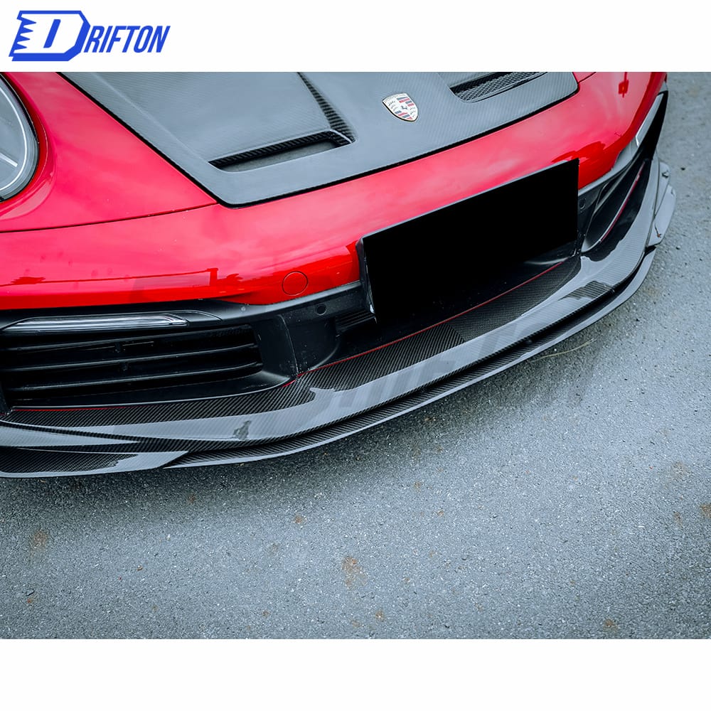 Z007 Style Dry Carbon Fiber Front Lip For Porsche 911 992 Carrera S 2019-2023