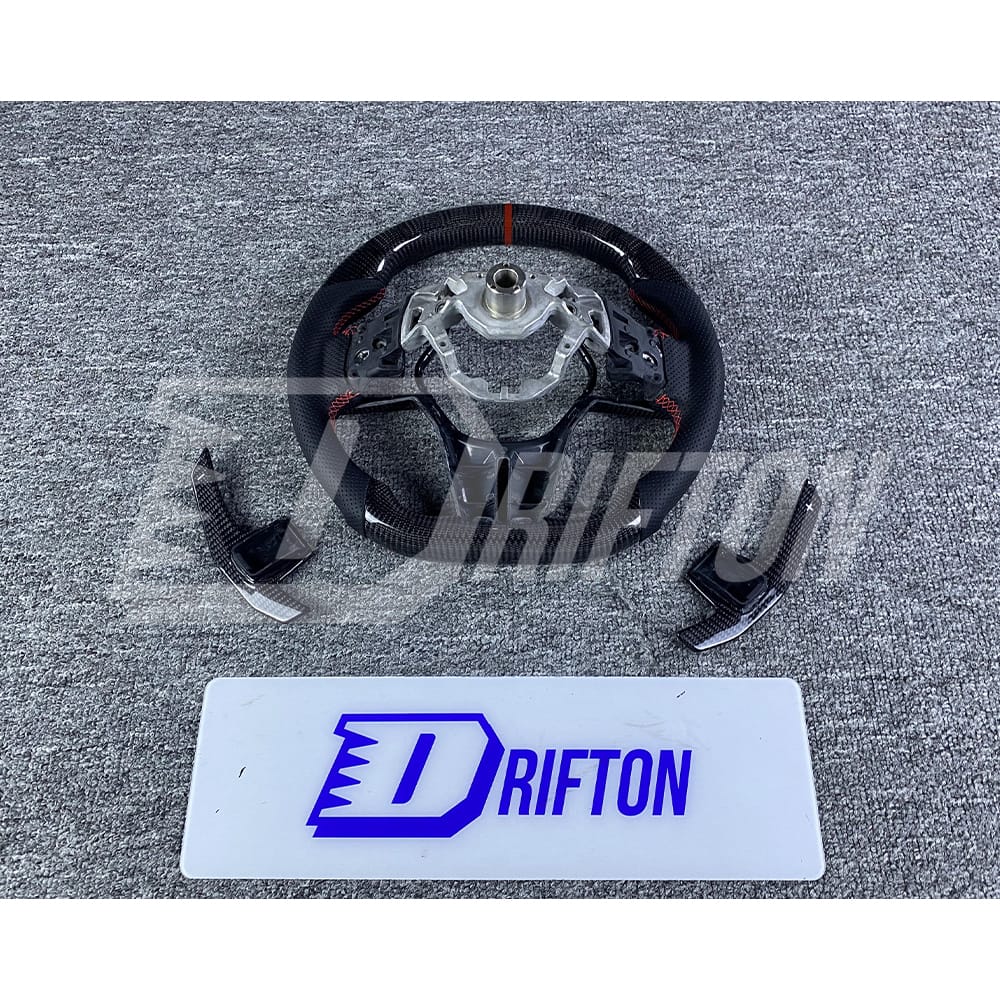 Customize Style Carbon Fiber Steering Wheel (Alcantara) With Center Trim And Shift Paddle For Nissan R35 GTR 2017-2019