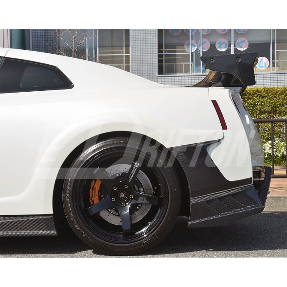 Top Secret Style Carbon Fiber Rear Fender Wheel Flare Trim Set For Nissan R35 GTR 2008-2019