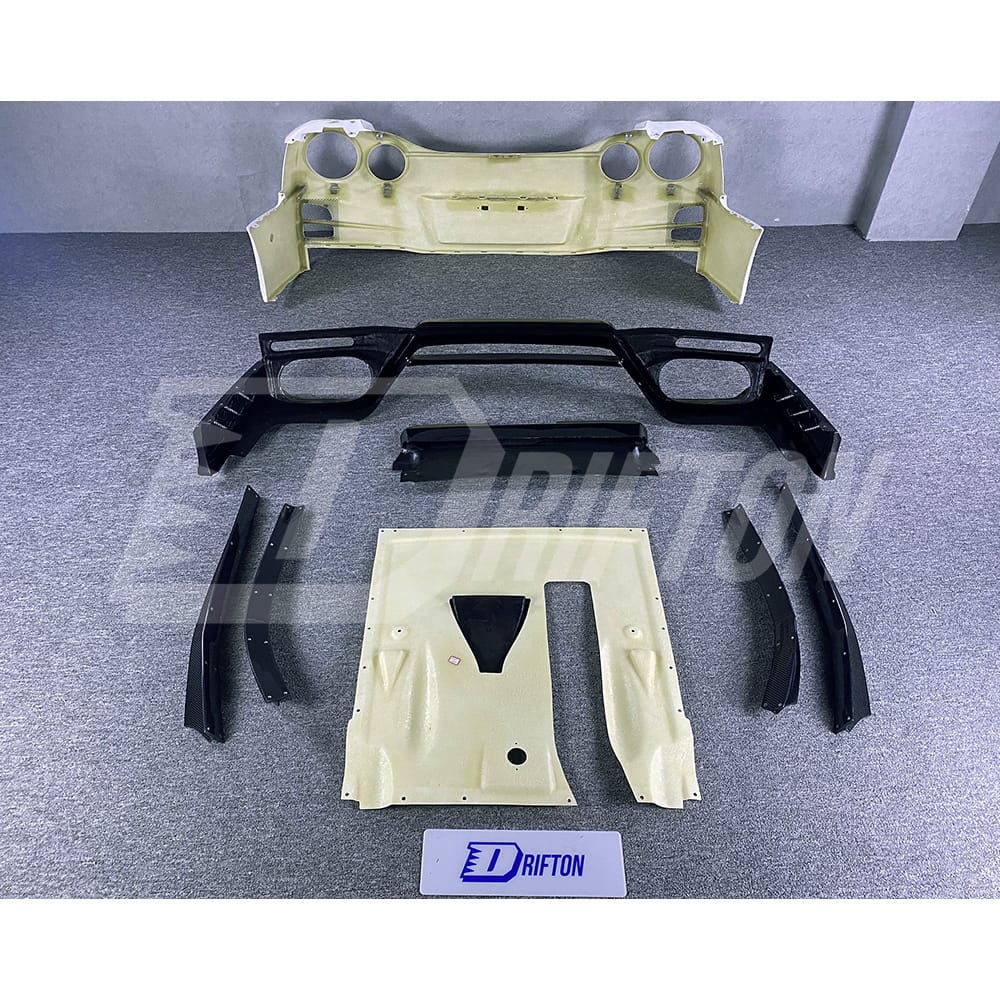 Top Secret Style Partial Carbon Fiber Rear Bumper With Diffuser Fins For Nissan R35 GTR 2017-2019