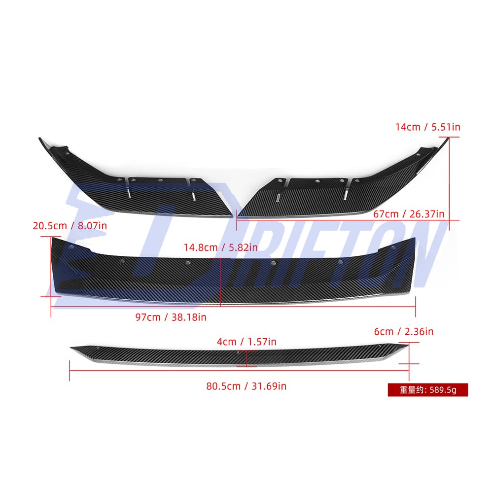MT Style Dry Carbon Fiber Front Lip For BMW 5 Series F90 M5 2017-2019