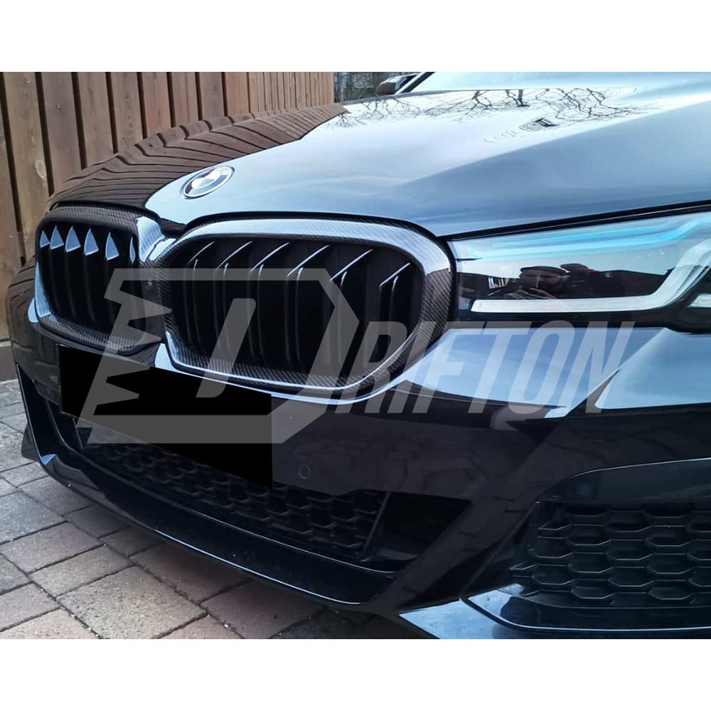 Dry Carbon Fiber Dual Slat Grille For BMW 5 Series G30 G38 LCI 2020-2023