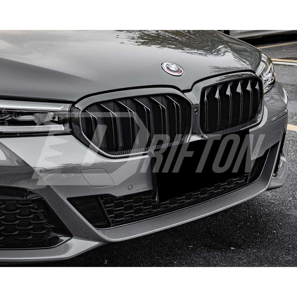 Dry Carbon Fiber Dual Slat Grille For BMW 5 Series G30 G38 LCI 2020-2023