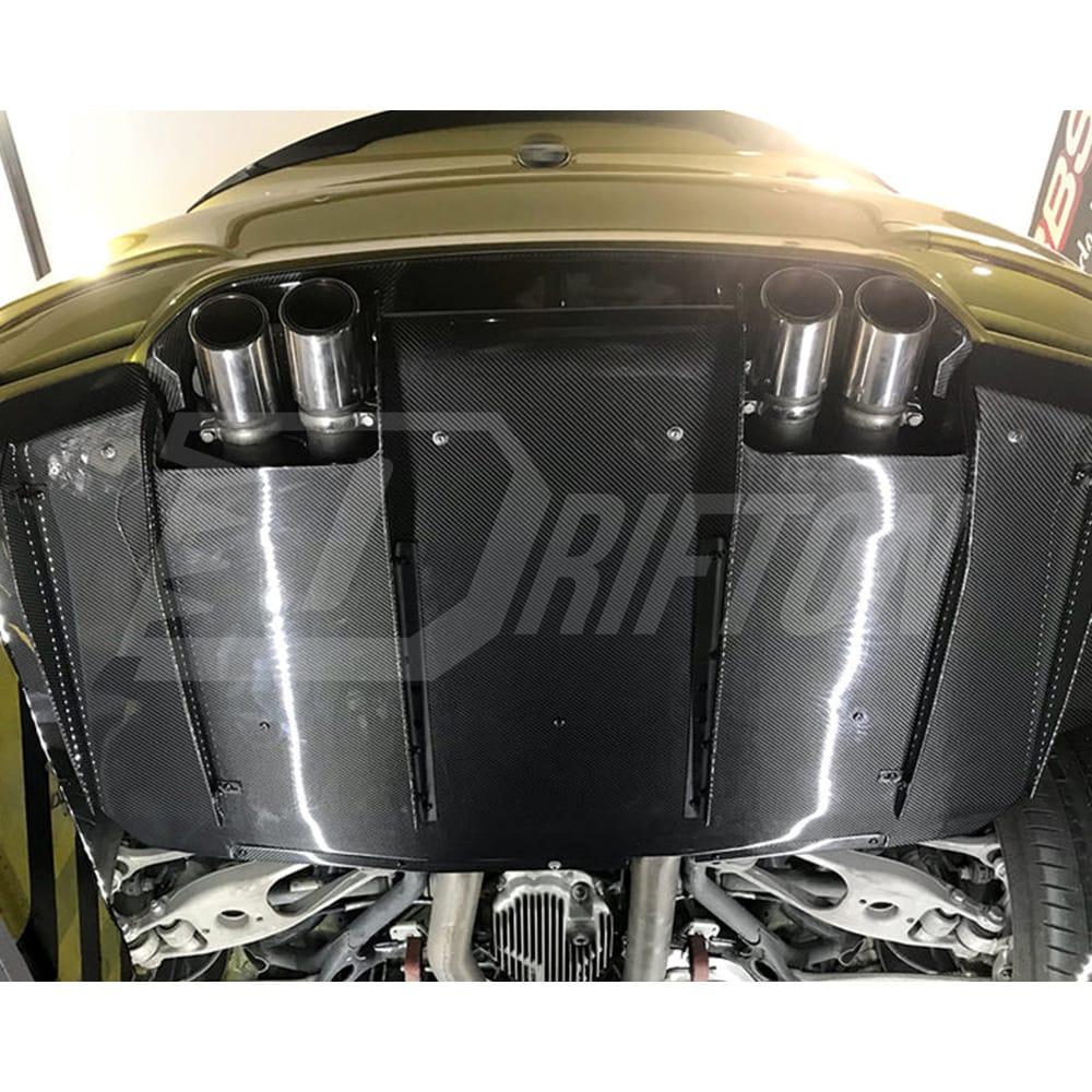 Varis Style Carbon Fiber Rear Diffuser Underboard With Lip For BMW M3 M4 F80 F82 F83 2014-2020