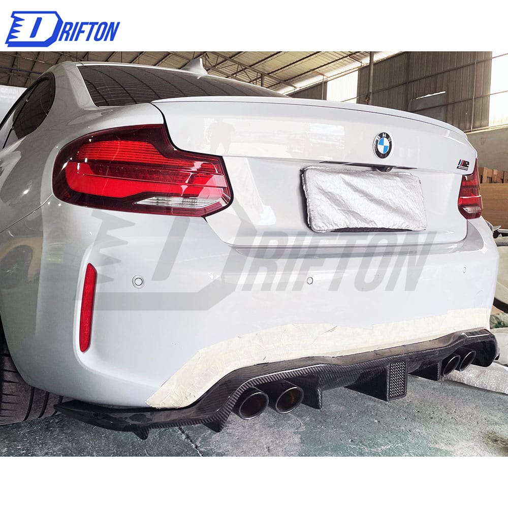 KT Style Carbon Fiber LED Brake Light Rear Diffuser For BMW F87 M2 M2C 2016-2019