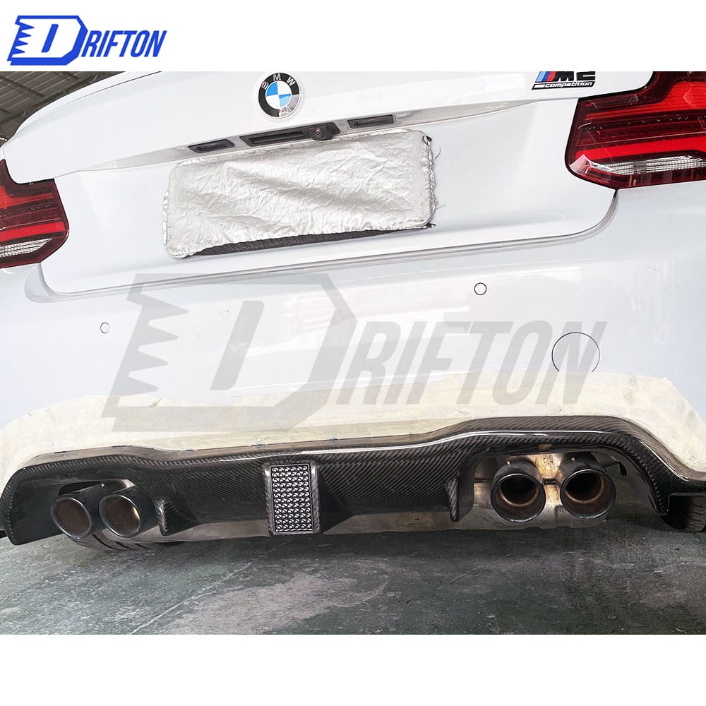KT Style Carbon Fiber LED Brake Light Rear Diffuser For BMW F87 M2 M2C 2016-2019