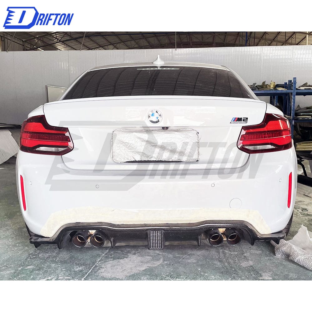 KT Style Carbon Fiber LED Brake Light Rear Diffuser For BMW F87 M2 M2C 2016-2019