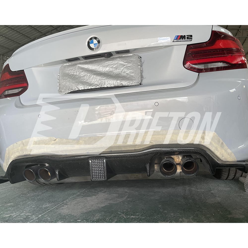 KT Style Dry Carbon Fiber LED Brake Light Rear Diffuser For BMW F87 M2 M2C 2016-2019