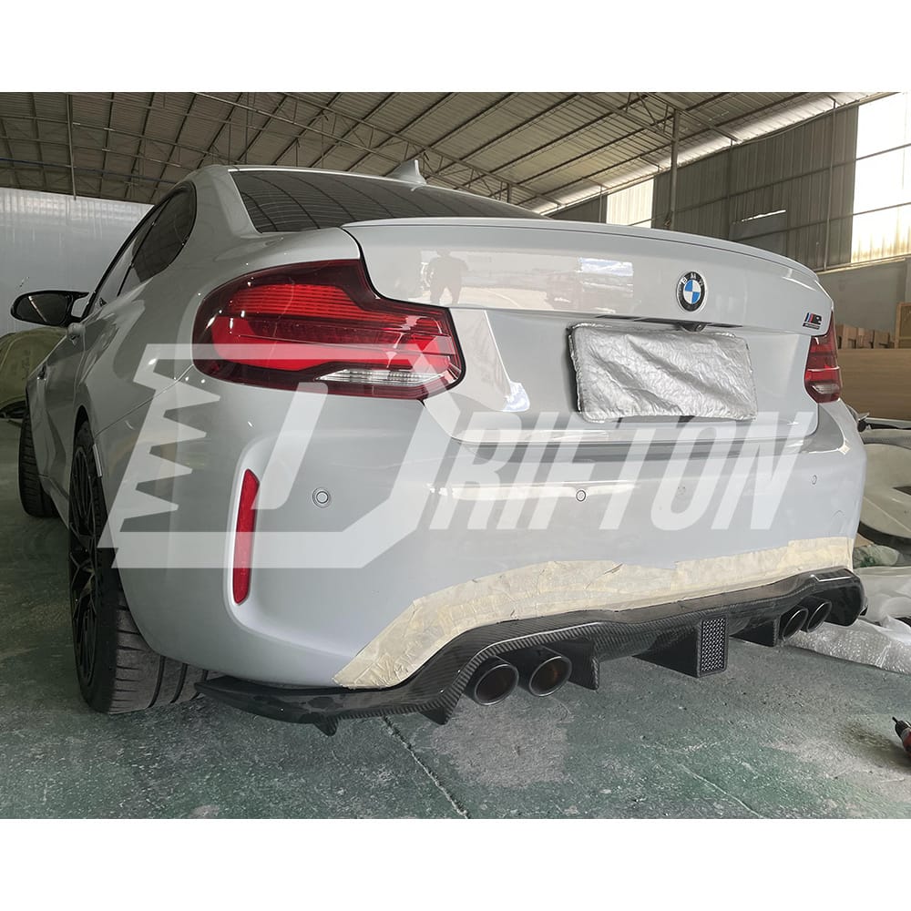 KT Style Dry Carbon Fiber LED Brake Light Rear Diffuser For BMW F87 M2 M2C 2016-2019