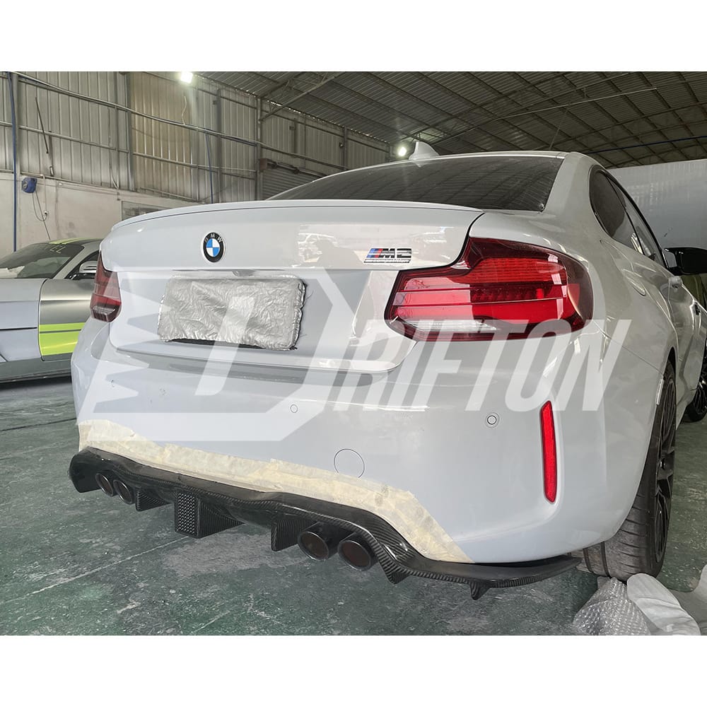 KT Style Dry Carbon Fiber LED Brake Light Rear Diffuser For BMW F87 M2 M2C 2016-2019