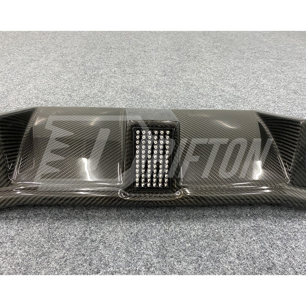 OKING Style Dry Carbon Fiber Rear Diffuser With Light For BMW F87 M2 M2C 2016-2019