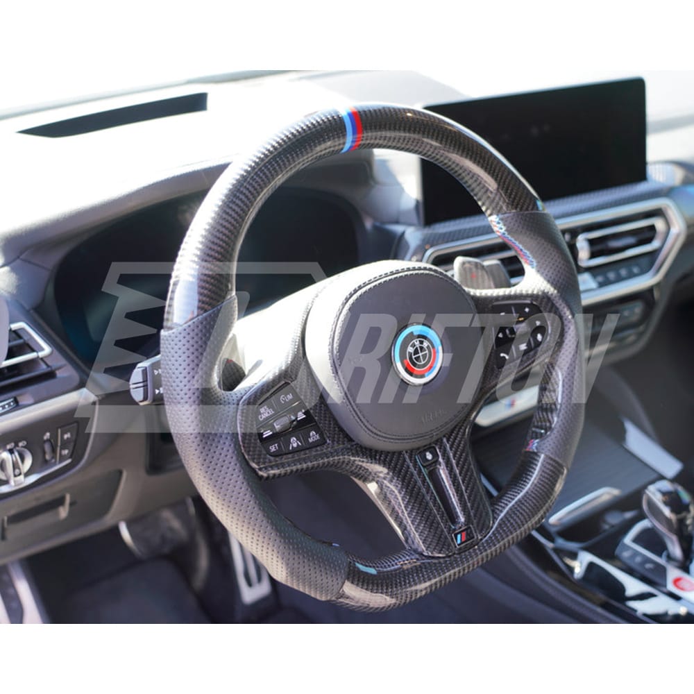 Carbon Fiber Steering Wheel Replacement Center Trim Cover For BMW G82 M4 G80 M3 2020-2024