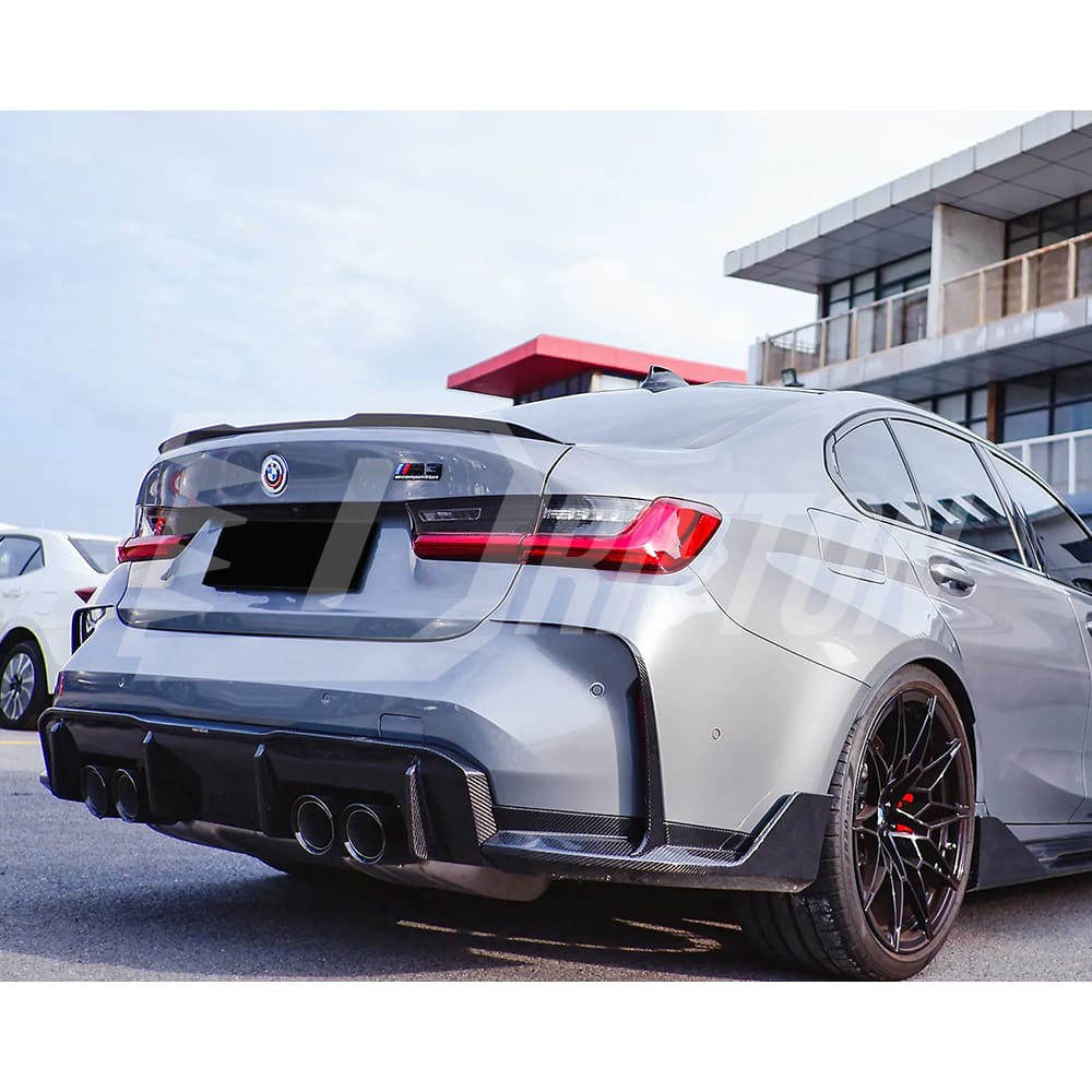 PT Style Dry Carbon Fiber Rear Splitter For BMW G80 M3 G82 M4 2020-2024